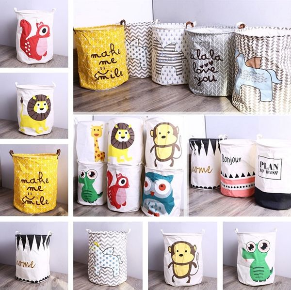 

14styles fabric laundry cartoon basket folding bag dirty clothes pouch bathroom laundry bag picnic basket bin handle storage baskets i393