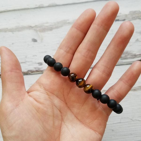 

2018 wholesale handmade matte yoga buddha beads natural stone volcanic rock bracelets for men women jewelry, Black