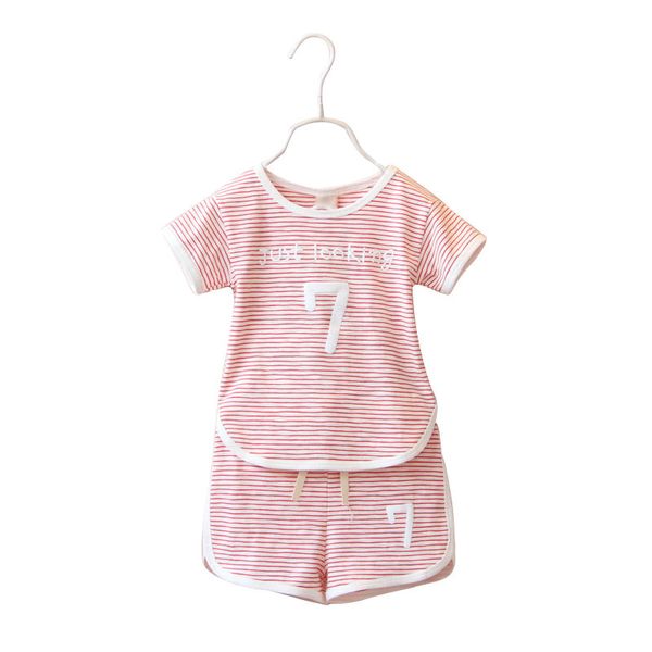

reno jesse boys girls clothing summer stripe sport suits short-sleeved two-piece cotton sportswear kids boys, White;black
