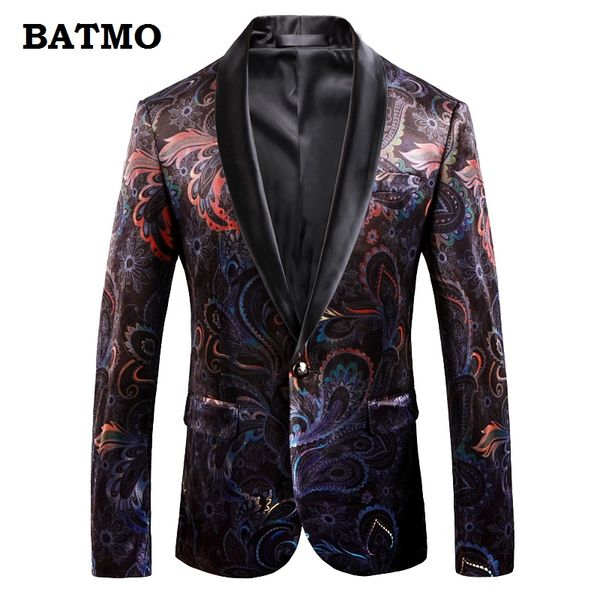 

batmo 2018 new arrival printed casual blazers men,men's casual suits,printed men's jackets plus-size 9008, White;black