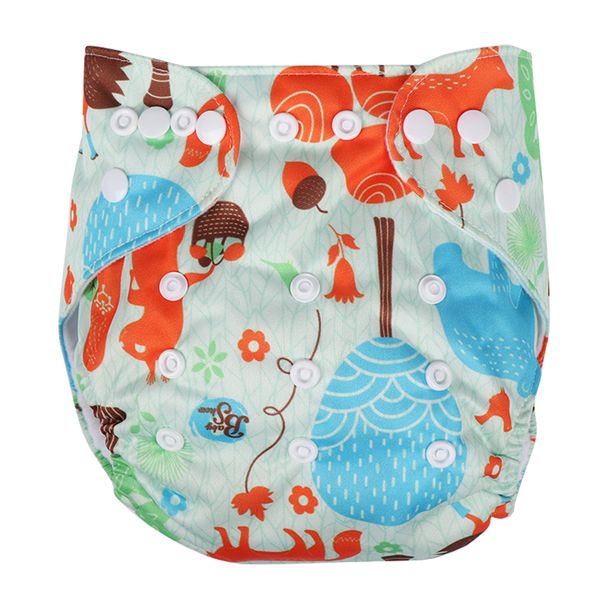

2018 adjustable washable baby cloth diaper cover double gussets waterproof cute cartoon diapers cloth nappy fit 3-13kg 0-2y
