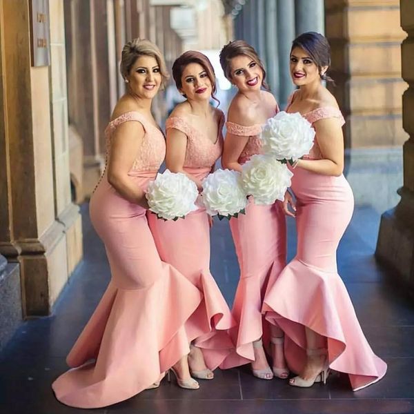 

2018 new bride maid dre e weetheart off houlder backle lace bodice high low dubai ruffle kirt maid of the wedding gue t dre
