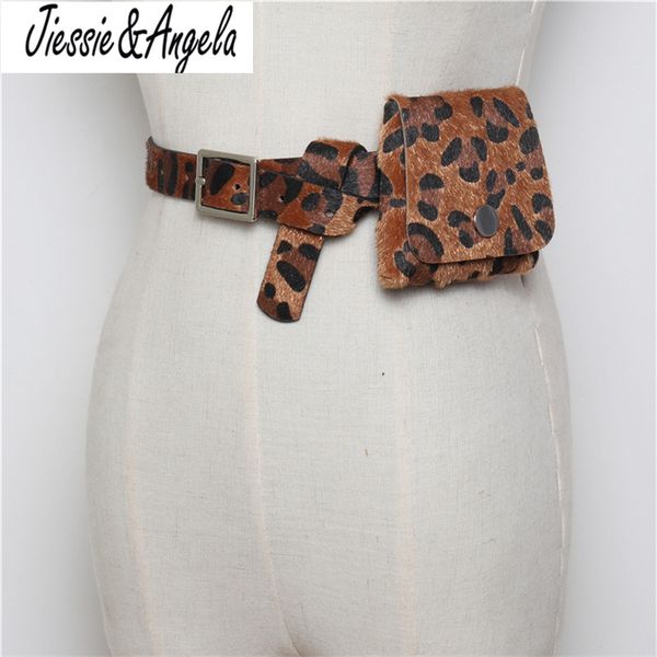

jiessie & angela leopard waist bag women belt bags fashion female waist pack fur fanny pack coin purse lady mini hip bum bags