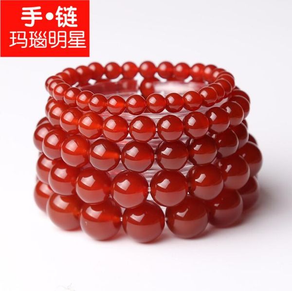 

natural brazil red agate bracelets beads refill gem stone lucky stretch elastic bracelet fashion jewelry, Golden;silver