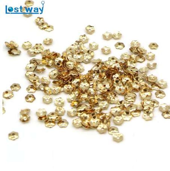 

4mm 1000pcs/lot wholesale metal six leaves bead cups silver gold color flower petal spacer beads caps finding for jewelry making, Black