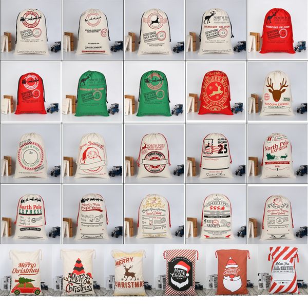 

35 styles christmas gift bags large organic heavy canvas bag santa sack drawstring bag with reindeers santa claus sack bags for kids