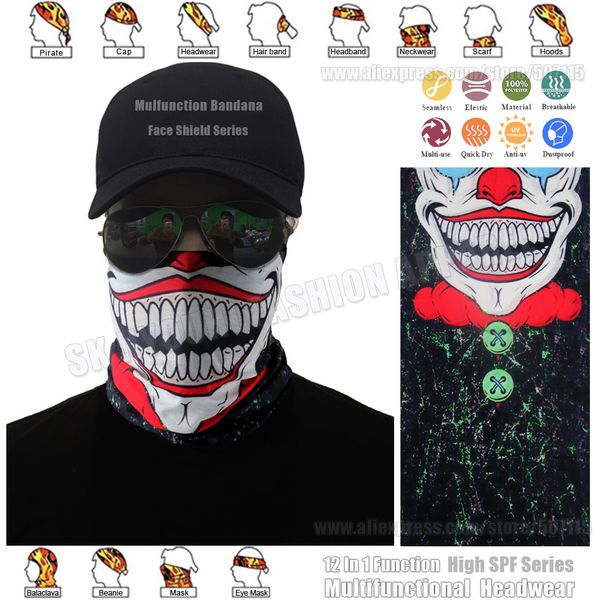 

trackable shipping high quality funny clown bandana scarf elastic magic joker face shield mask multifunctional seamless wear, Blue;gray