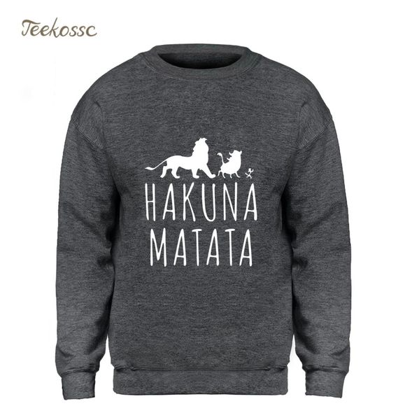 

the lion king hoodie men hakuana matata sweatshirt graphics design sweatshirts 2018 winter autumn fleece warm brand streetwear, Black