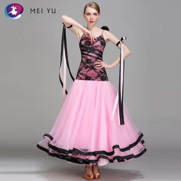 

mei yu s7015 modern dance costume women ladies adults dancewear waltzing tango ballroom costume evening party dress, Black;red