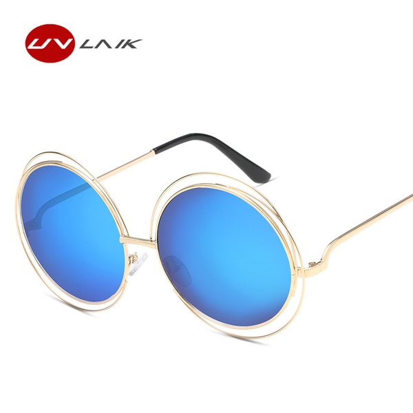 

uvlaik vintage oversized women sunglasses big size metal frame round sunglass female goggles women sun glasses female, White;black