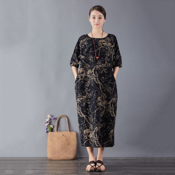 

women spirng blue and white porcelain dress, Black;gray