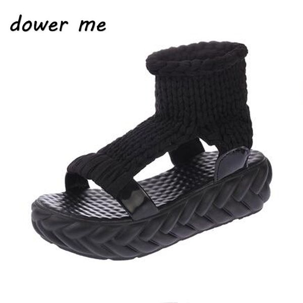 

2018 woolen new comfortable sapato feminino women heels platform footwear sandalias mujer femme wild shoes woman sandals, Black