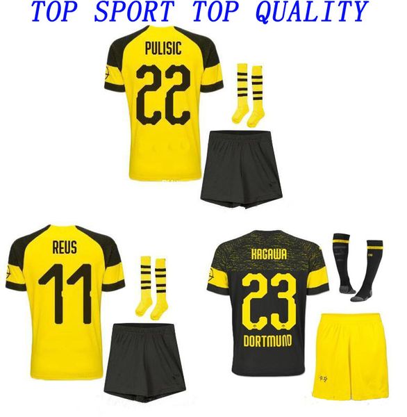 

2018 19 kid dortmund occer kit 18 19 reu puli ic ancho football jer ey hort ock boy thai quality occer uniform training uit