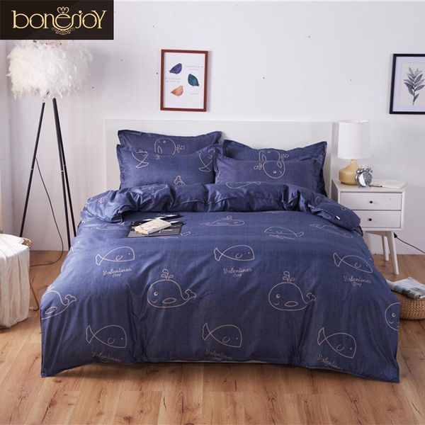 

bonenjoy bed sheet set full size cartoon style reactive printed quilt cover for single bed blue whale bedding sets for kid boy