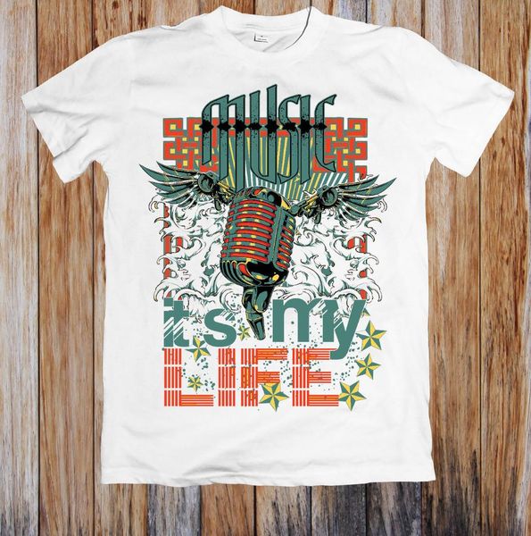 

music it's my life retro t-shirt, White;black