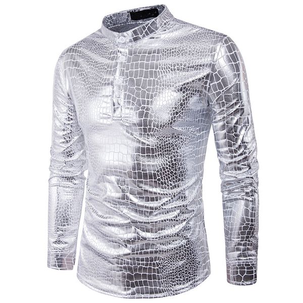 

snakeskin shirt men pullover shirts novelty blouse male england style new arrival big size loose blusa long sleeve party clothes, White;black