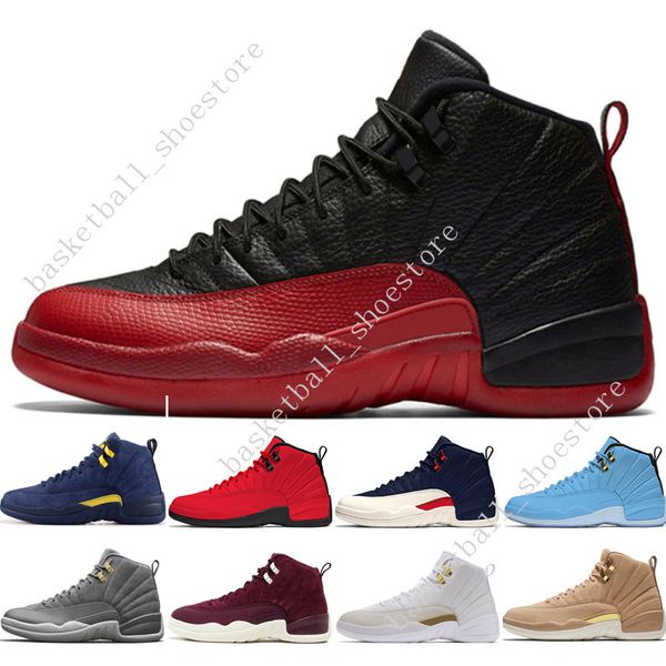 

12 12s men basketball shoes michigan bulls college navy unc nyc vachetta tan wheat dark grey bordeaux university blue mens sports sneakers