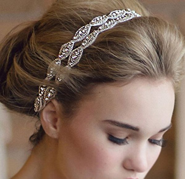 

мода двойной полосы алмаза свадебный аксессуар головы для волос одежда для женщин кристаллы свадебные аксессуары для волос hairband, Silver