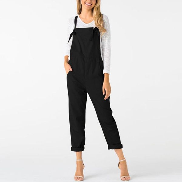 

2018 summer womens romper loose dungarees loose long pockets rompers jumpsuit pants trousers mamelucos womens jumpsuit c30814, Black;white