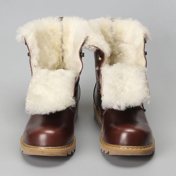 

natural wool men snow boots size 38~48 warmest cow split leather europe style men winter boots, Black