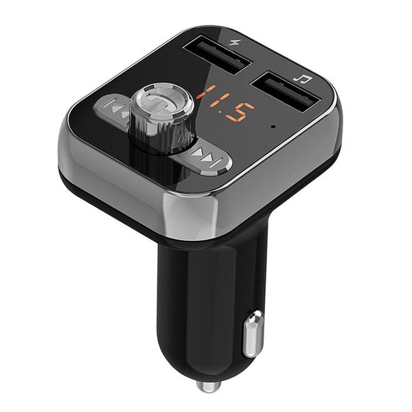 

wireless auto car fm transmitter dual usb ports bluetooth handscar kit adapter music player with voltage diagnose display