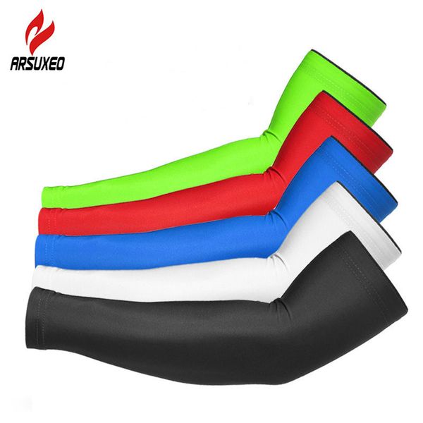 

summer uv protection sports arm sleeve compression cycling sleeves breathable elastic arm warmer sleeves running warmwers, Black