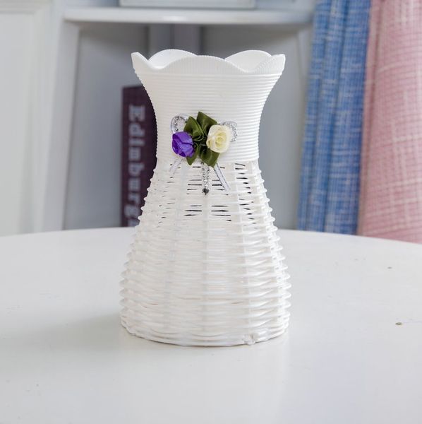 Cesta de flores Triciclo Vasos Decorativos com Design de Relógio Flor Vaso de Roda Rattan Vaso Redondo para Decoração de Casamento