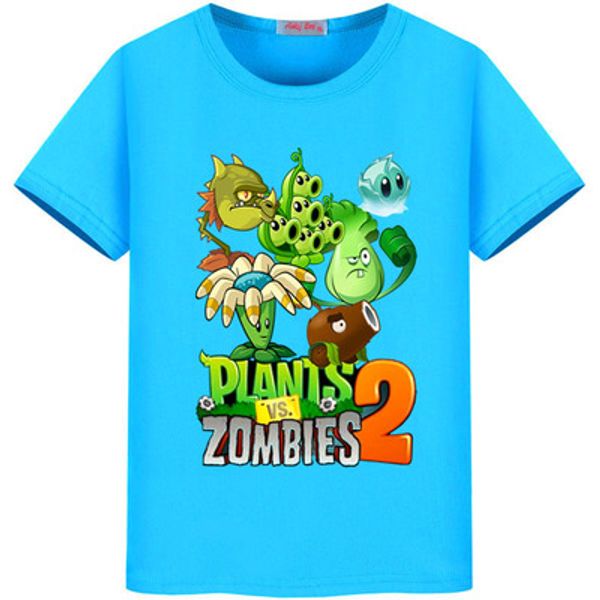

летние растения против зомби футболка девушки повседневная хлопок о-образным вырезом тройник топы дети майка одежда мальчики хлопок мультфил, Blue
