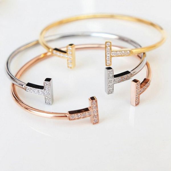 

Love Bracelets Bangles Double T Shape Nails Cuff Bracelet jewelry Women and Men Bracelet