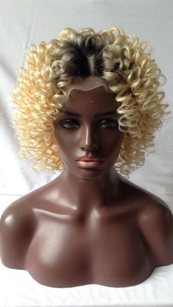 

10а класса ombre парики человеческих волос 8-24 дюймов вьющиеся блондинка полный парики кружева и кружева передние парики с волосами ребенка, Black;brown