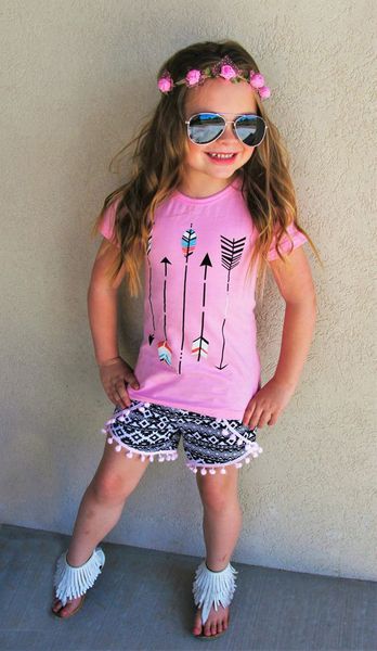 

baby childrens clothing set letters tshirts pants headbands set fashion summer girl kids suits boutique clothes outfits by0122-11, White