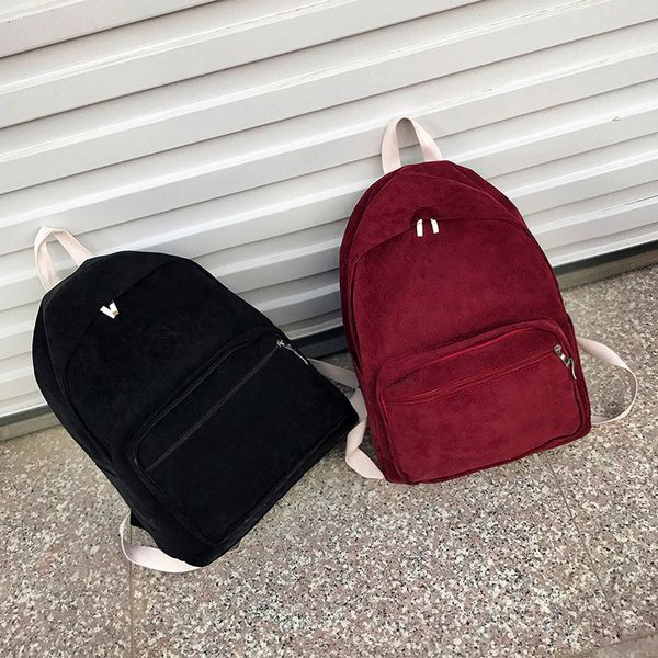 

new 2017 winter solid backpack black school bag for teenage girls contracted joker women travel backpack lightweight leisure bag