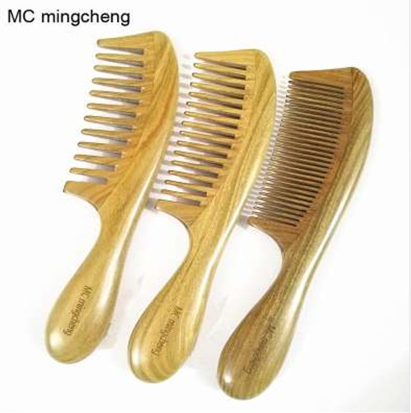 

mc 1-26a thick handle green sandalwood comb hair health care massage makeup brushes professional brush wooden comb, Silver