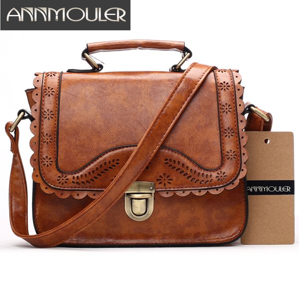 

annmouler старинные женщины сумка искусственная кожа небольшие сумки выдалбливают кружева сумка коричневый ретро сумка сумки для девушки d18