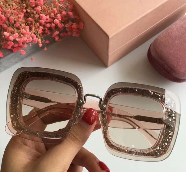 

mu01r pink glitter sunglasses transparent nude pink sonnenbrille luxury sunglasses for women new with box, White;black