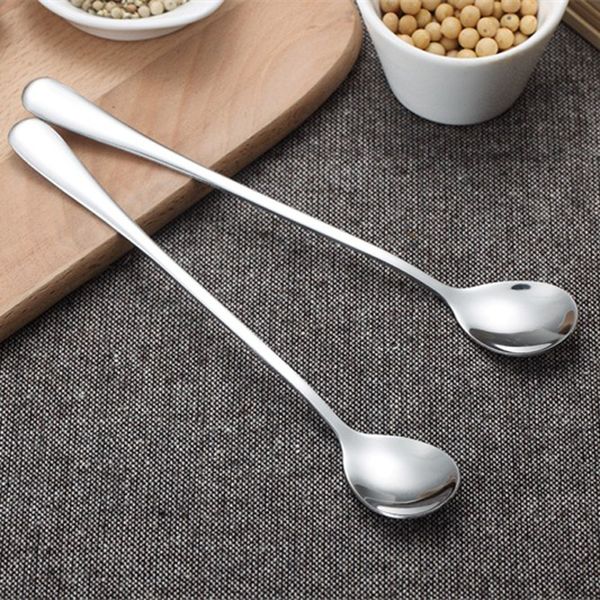 

stainless steel coffee spoon with long handle ice cream dessert tea spoon kitchen silver spoon