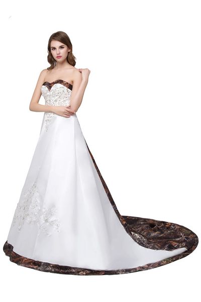 Discount Camo Wedding Dresses Satin Elegant Lace Up Country