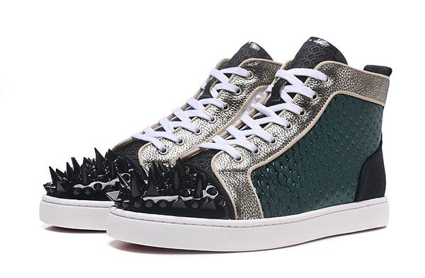 

New original quality exqui ite red neaker for men with pike color matching fa hion louboutin hoe ca ual men bottom hoe