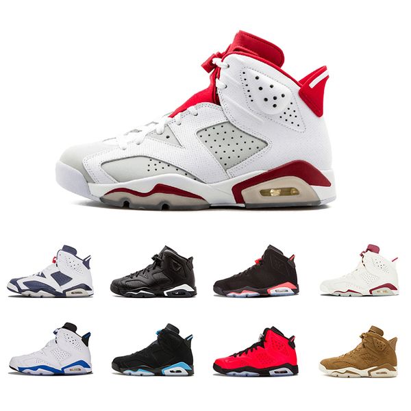 

new 6 6s men unc angry bull black cat gatorade alternate wheat sport blue basketball shoes sports sneaker size eur 41-47