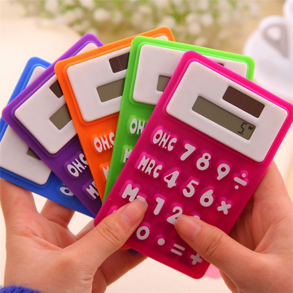 

creative portable scientific solar calculator mini lovely handheld foldable silicone calculator for students convenient stationery t3i0449