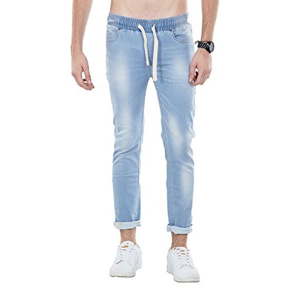 

bewakoof men's skater drawstring denim jeans, Blue