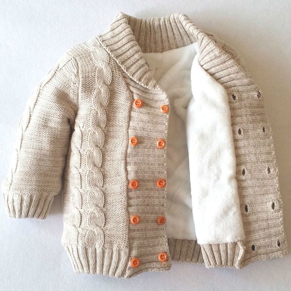 

double breasted v-neck full sleeve boy girl knit jacket cotton baby winter abs-1536, Blue