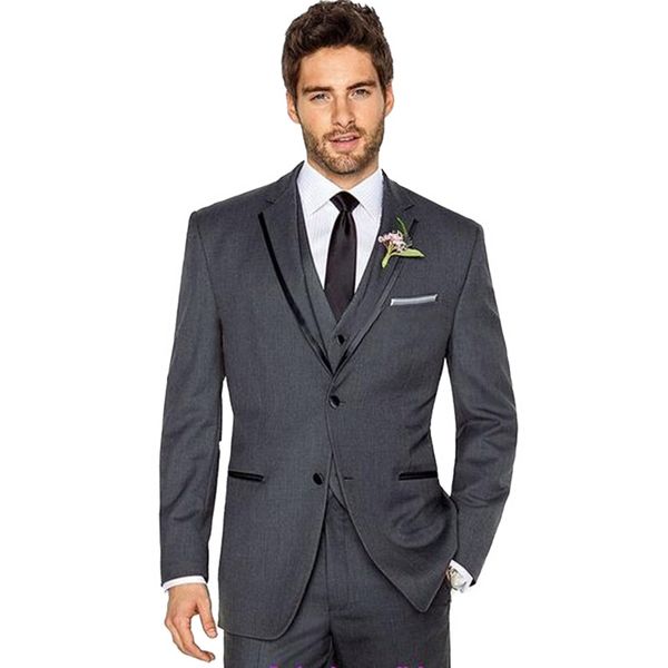 

2018 mens wedding suits grey custom made groom tuxedos italian slim fit man blazers 3 pieces jacket pants vest groomsmen suits marriage, Black;gray