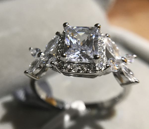 

women flower design jewelry 2ct 5a zircon stone pink cz wedding band ring for women 925 sterling silver female ring, Slivery;golden