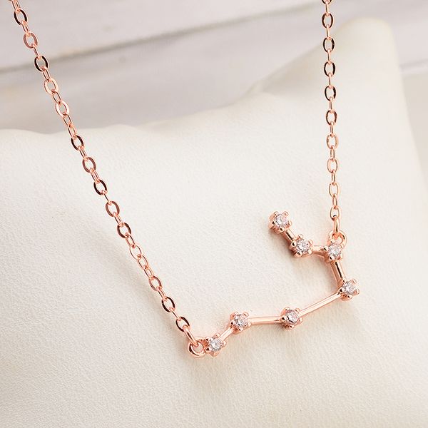 

rose gold gemini 12 star zodiac zircon horoscope astrology galaxy constellation sign necklace zodiac necklace constellation, Black