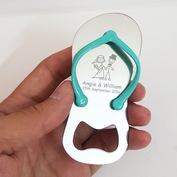 Beach Themed Wedding Party Favour Bomboniere Keepsake Personalized Wedding Favor Flip Flop Thong Bottle Opener In Gift Box Party Gifts For Children