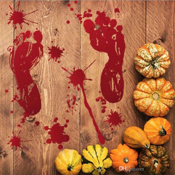 

2018 halloween wall stickers horror door sticker window pumpkin footprints blood handprint stickers halloween decor dhl