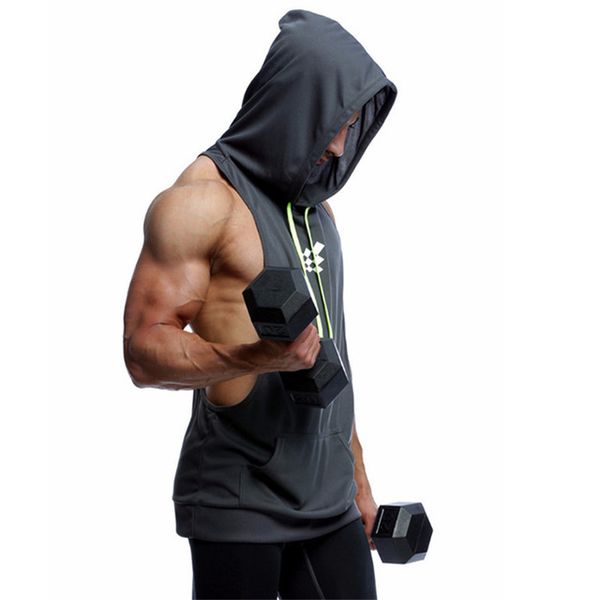 

Spandex New Summer Newest Brand Mens Print Gyms Stringers Vest Bodybuilding Clothing Fitness Man Hooded Tanks Tops