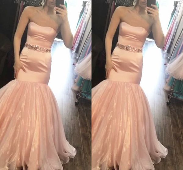 

2019 blush strapless formal dresses evening crystal sash ruffle skirt open back prom dress evening gowns dresses evening wear custom made, Black