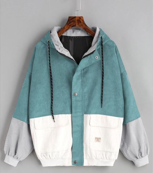 

Весна и осень цвет блока лоскутное вельвет с капюшоном куртки мужчины хип-хоп тол